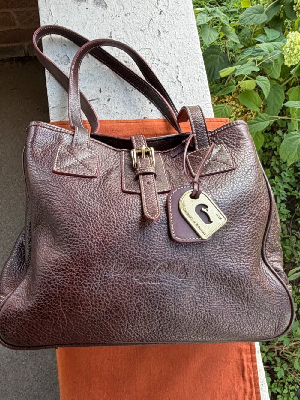 DOONEY & BOURKE Buckle Chestnut Pebbled Office Book Media Tote Shoulder Bag